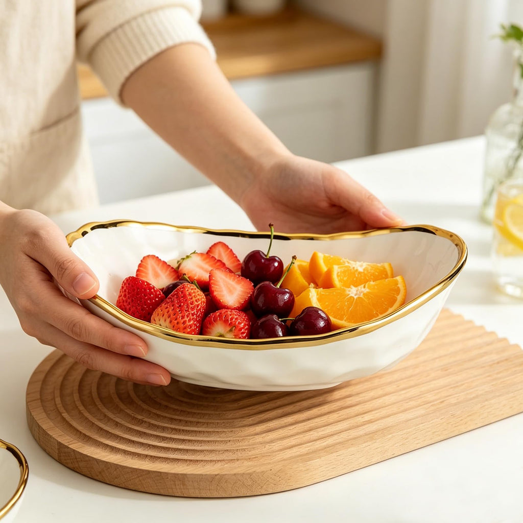3 Tier Ceramic Fruit Bowl with Metal Stand K5783