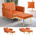 Velvet Accent Chair with Ottoman & Adjustable Backrest X9399