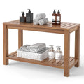 Teak Shower Bench with Shelf W472050