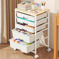 White Rolling Cart with 5 Drawers E351300