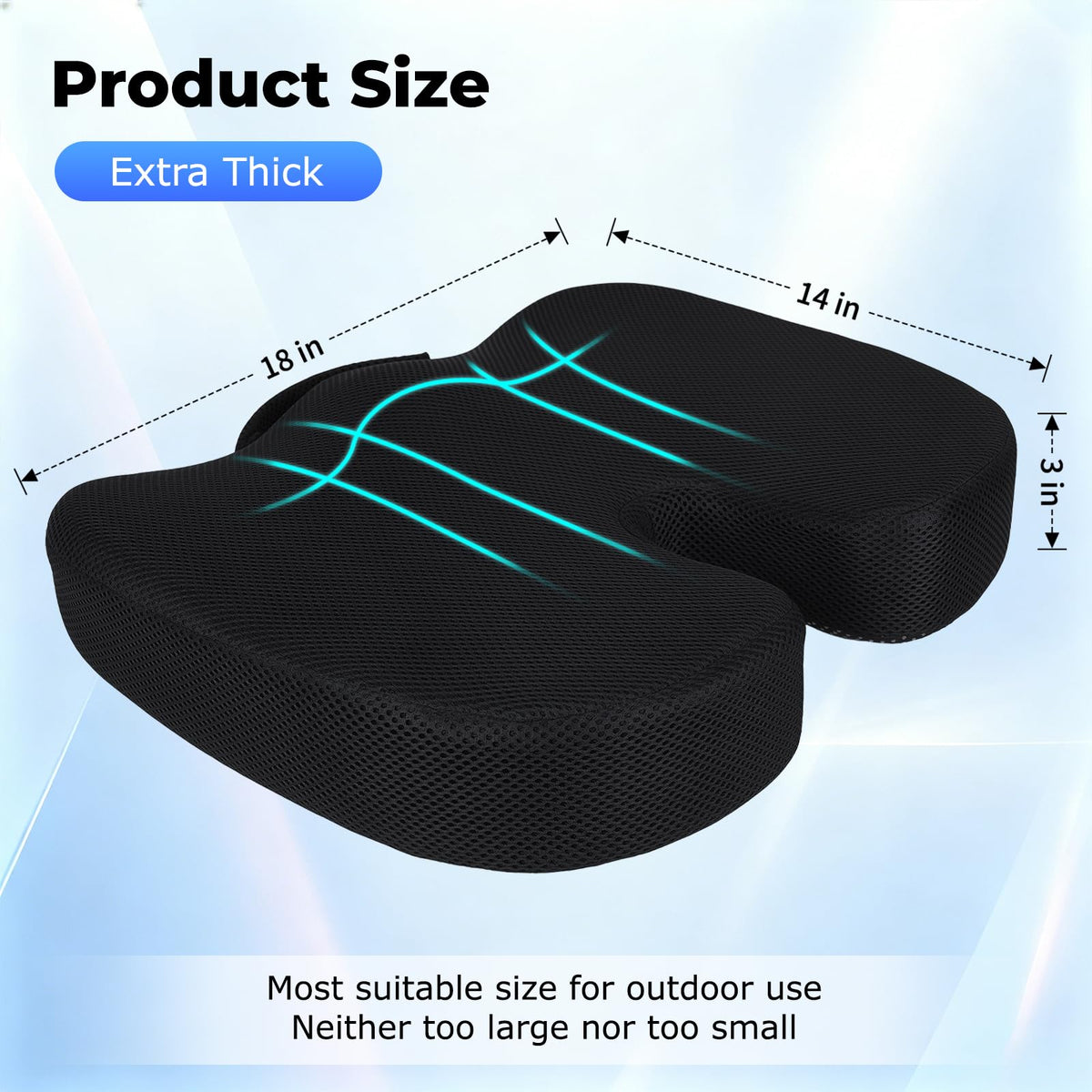 Breathable Mesh 18x14x3 inches Stadium Seat Cushions X133447