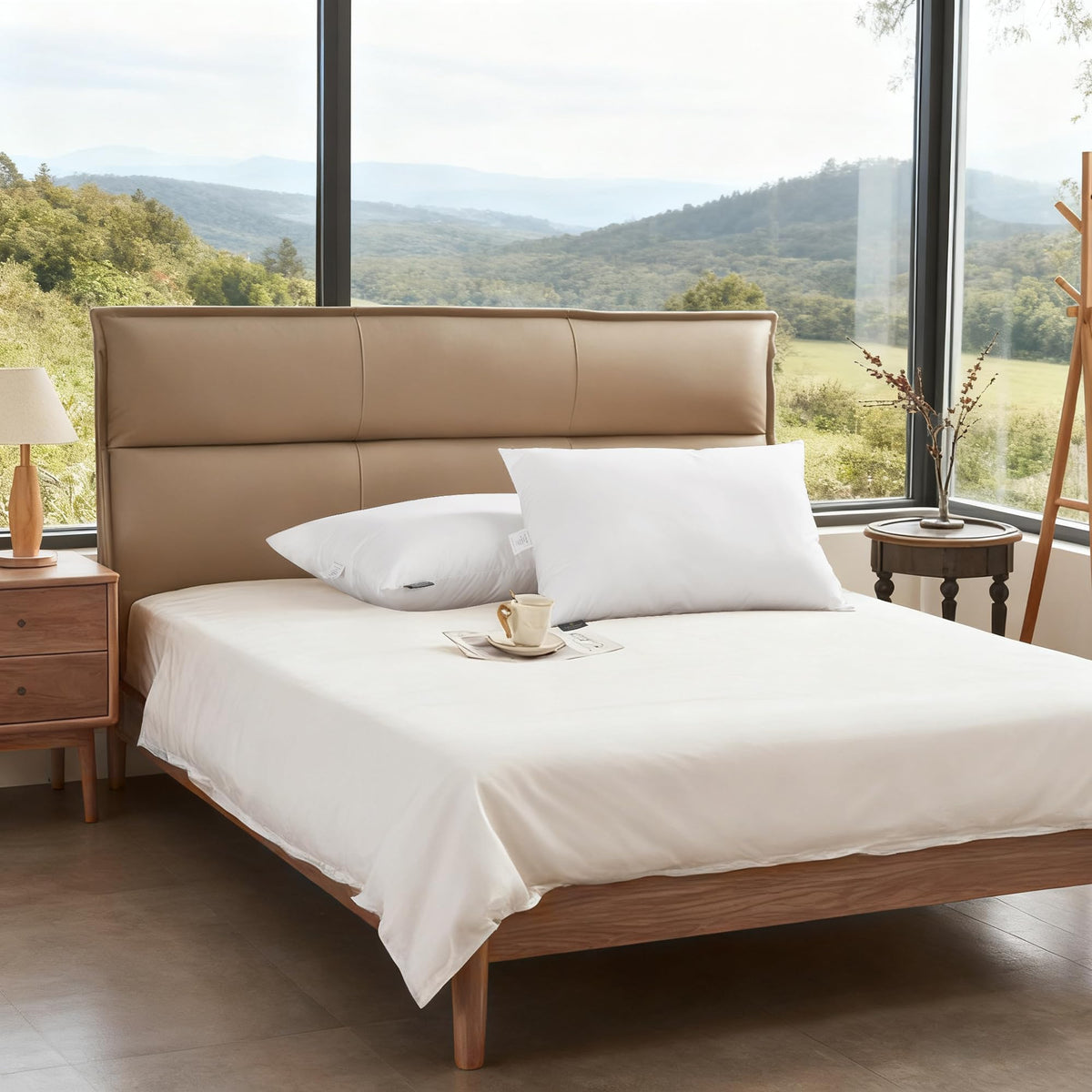 Feather and Down Pillows, 100% Organic Cotton Cover F5549