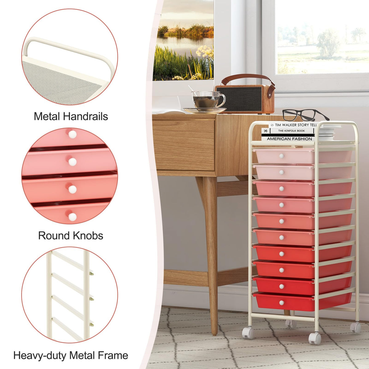 10 Drawer Rolling Storage Cart Y7797