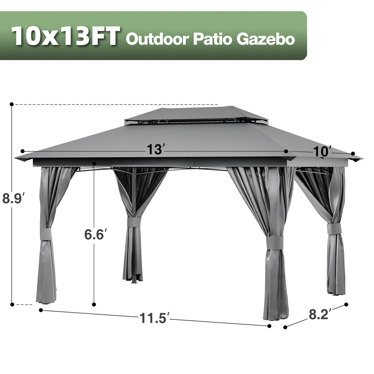 10x13 Outdoor Gazebo with Mosquito Netting and Privacy Screens I8368