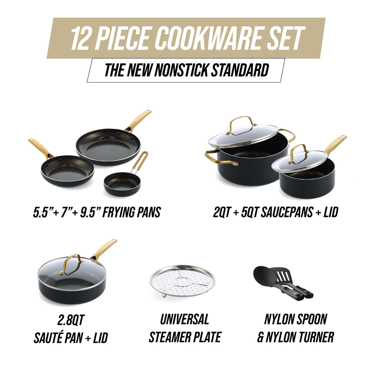 12 Piece Ceramic Nonstick Cookware Set Q426