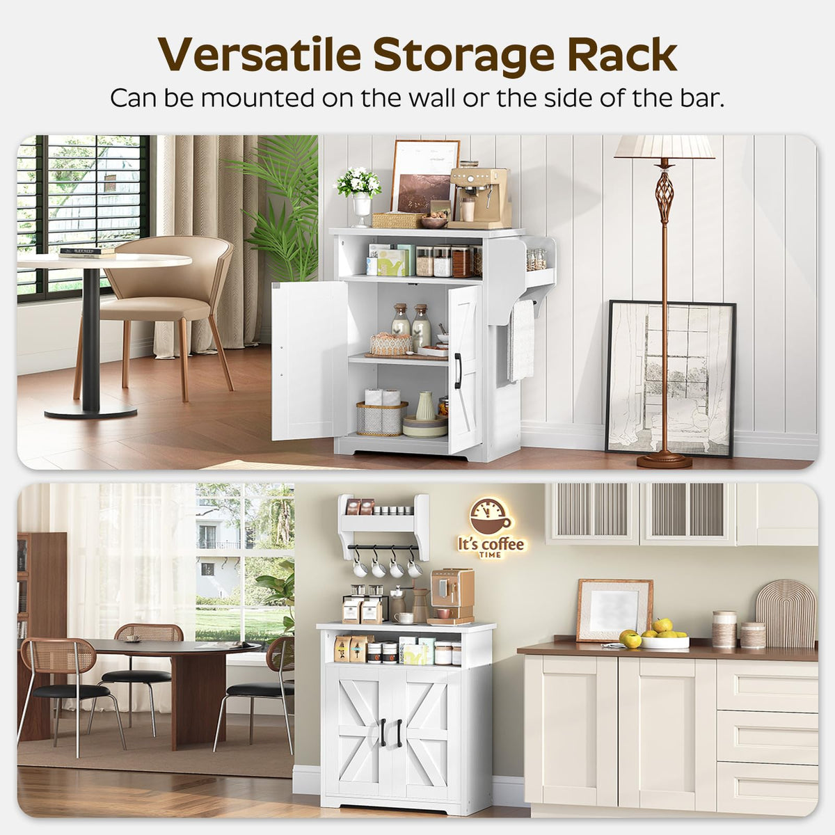 White Coffee Bar Cabinet with Storage K1953