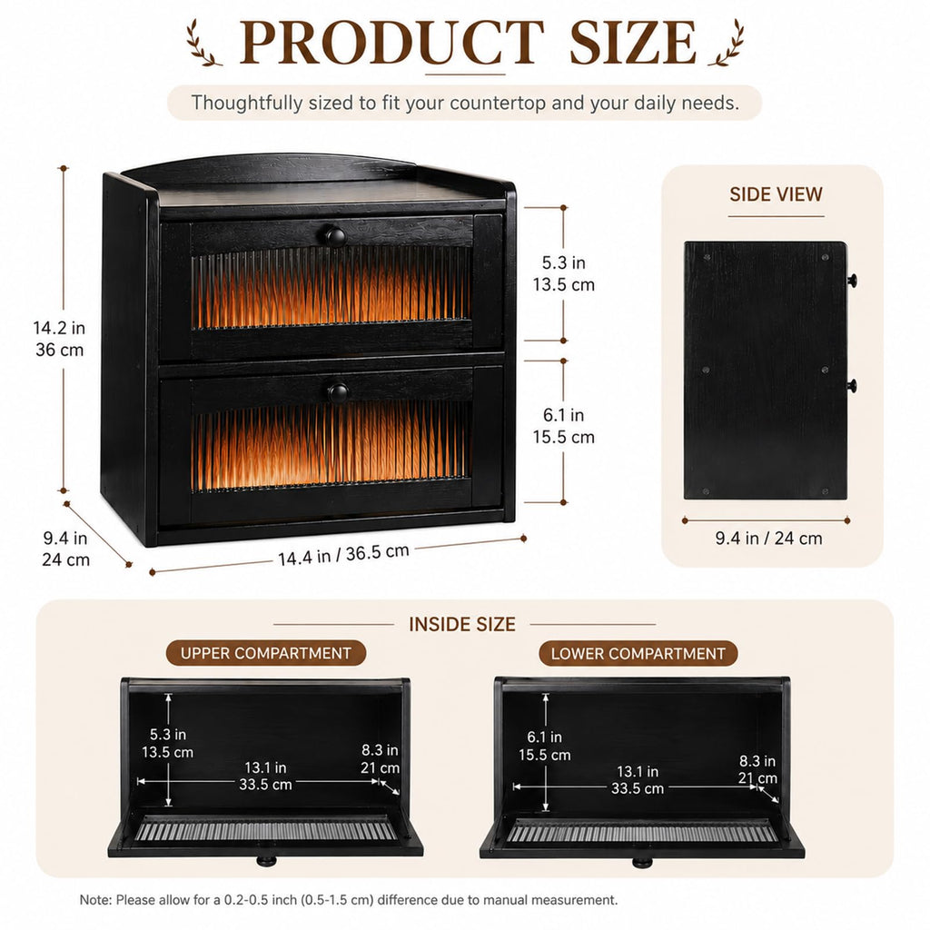 Wooden 2-Tier Bread Box with Window H88778