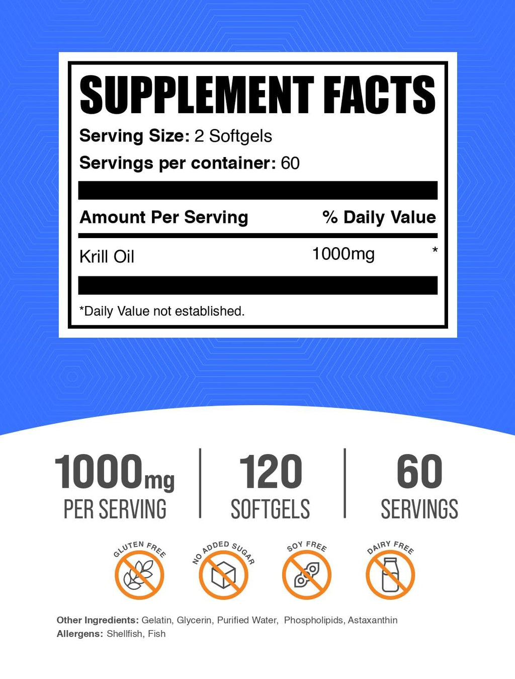 Krill Oil 1000mg Softgels Omega 3 DHA Supplement 120 Count G123648