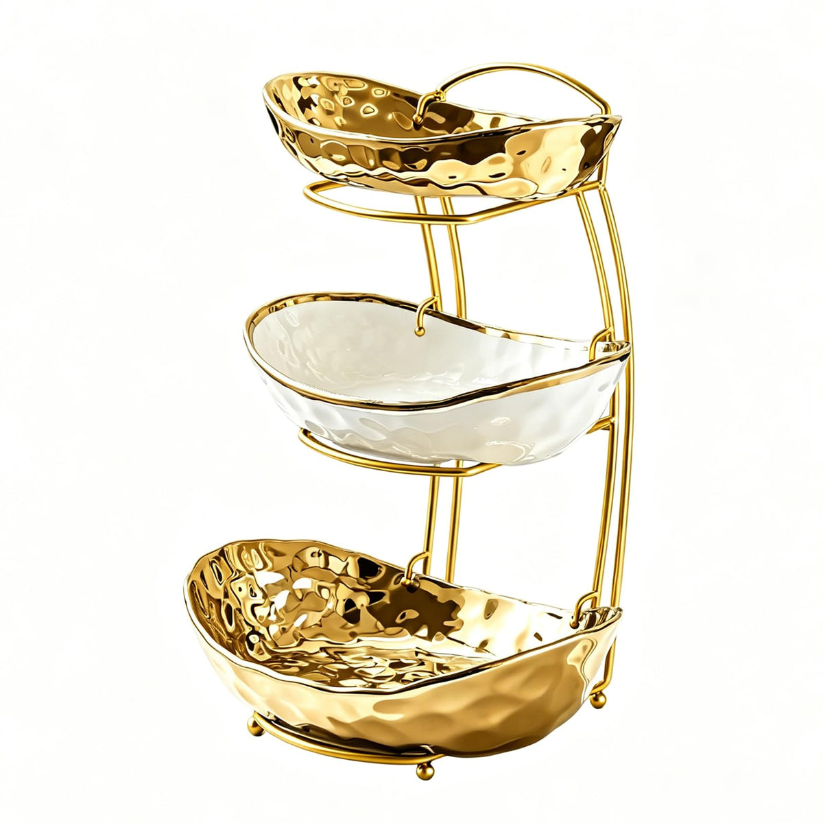 3 Tier Ceramic Fruit Bowl with Metal Stand K5783