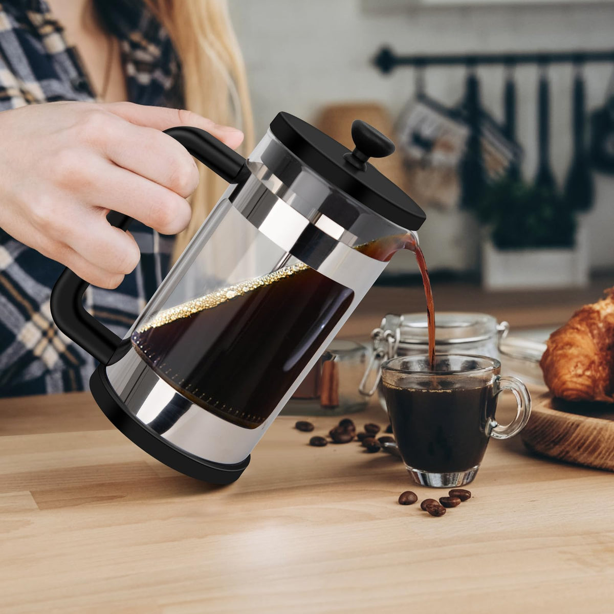 French Press Coffee Maker 12 Oz Borosilicate Glass J502