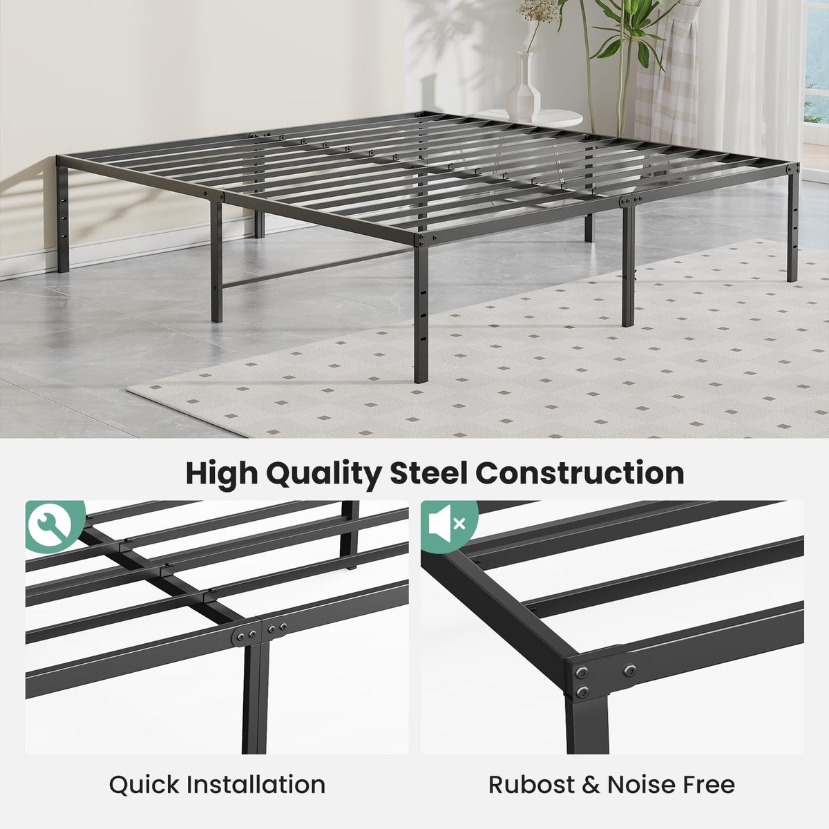 Queen 18 Inch Metal Platform Bed Frame O727