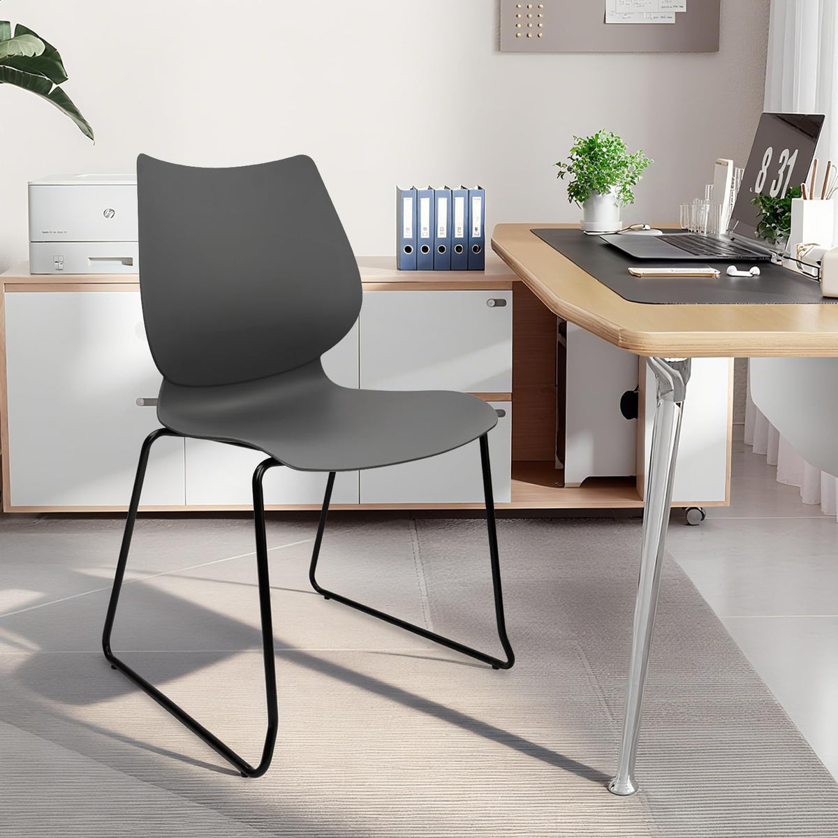 Grey Stacking Plastic Office Chairs Set of 12 R774570