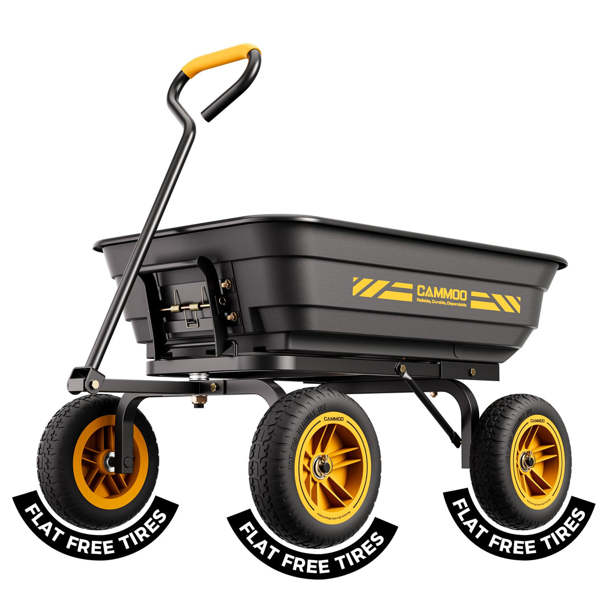 10-in No-Flat Tires 600lb Garden Dump Cart 4 Cu.Ft Wheelbarrow Black F404891