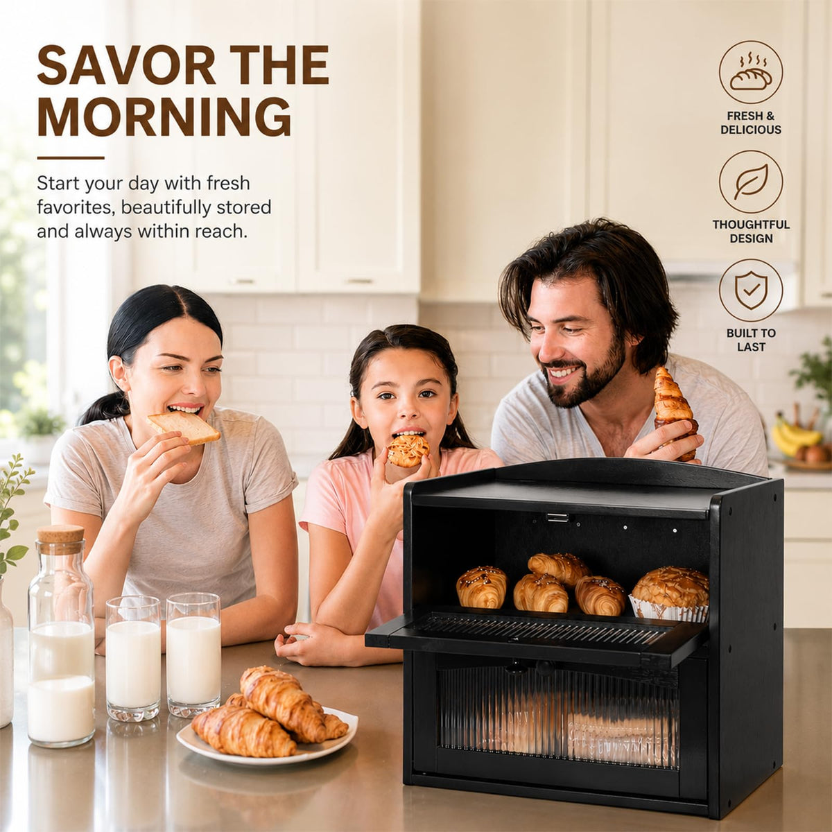 Wooden 2-Tier Bread Box with Window H88778