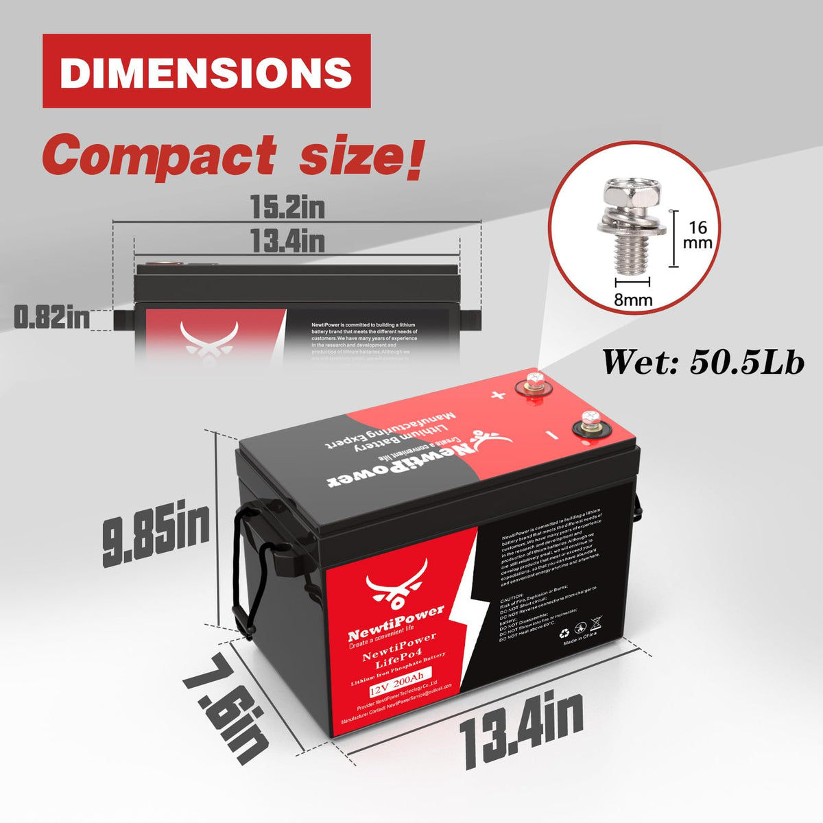 12V 200Ah Lithium LiFePO4 Battery with 150A BMS P395610