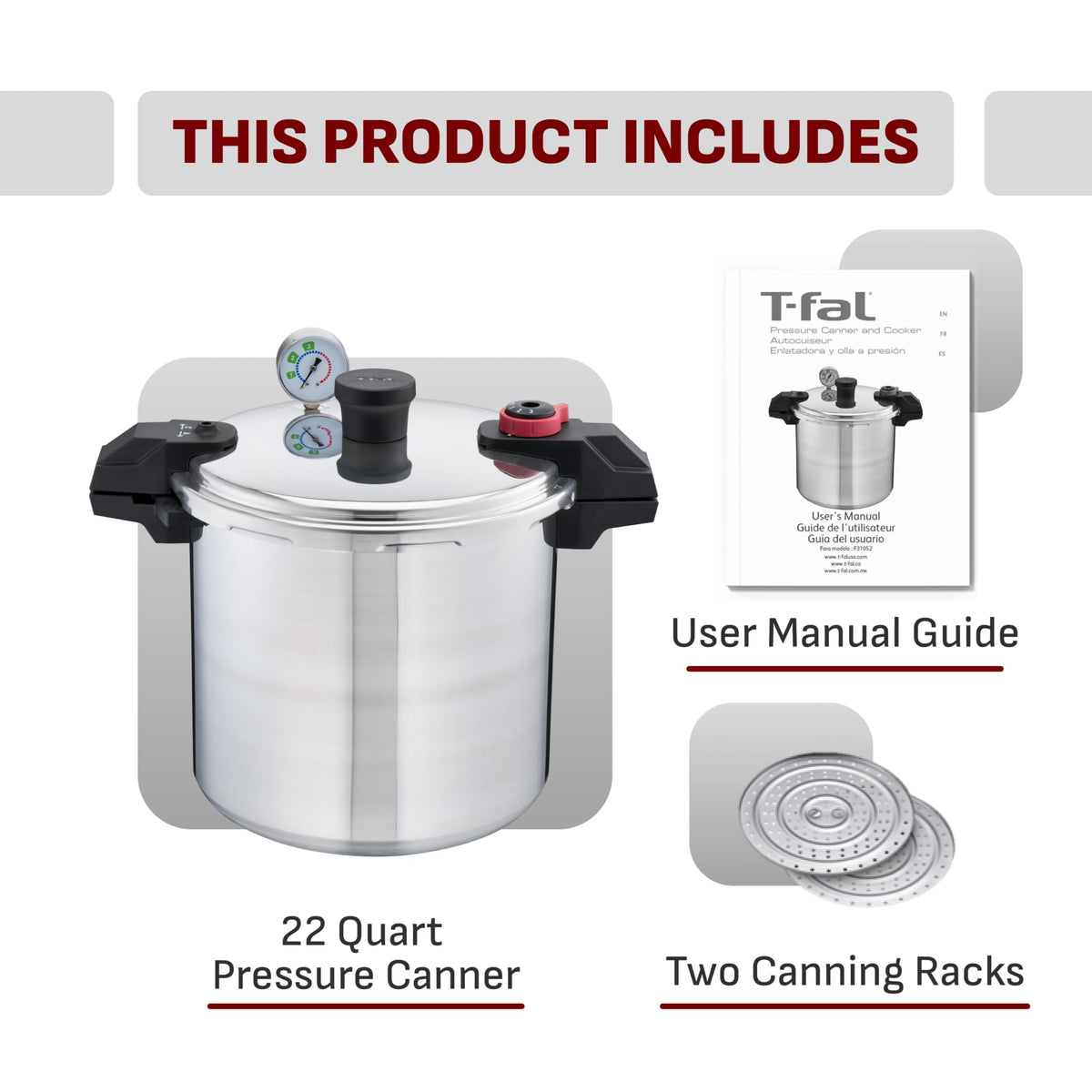 22-Quart Aluminum Pressure Canner with Racks Q703