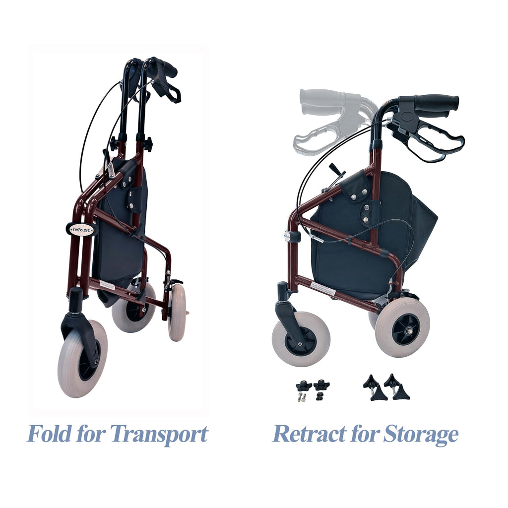 Lightweight Retractable 3 Wheel Walker with Balloon Tires E7586