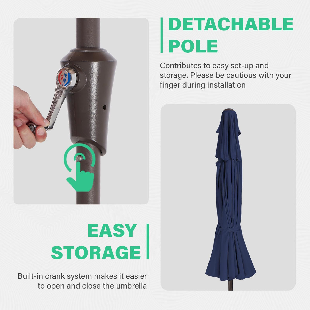 9ft 2-Tier Patio Umbrella, Crank Tilt, Navy Blue T207