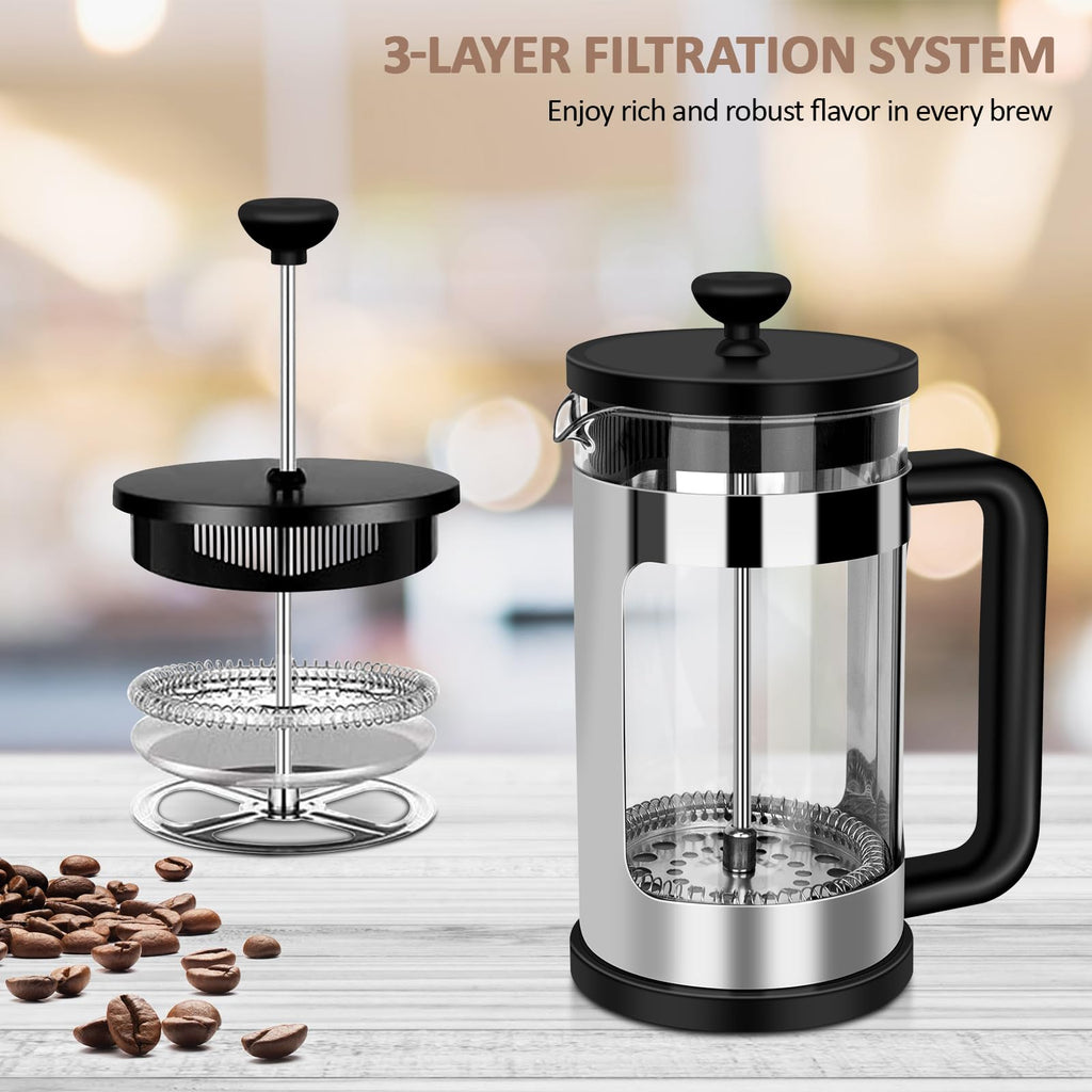 French Press Coffee Maker 12 Oz Borosilicate Glass J502