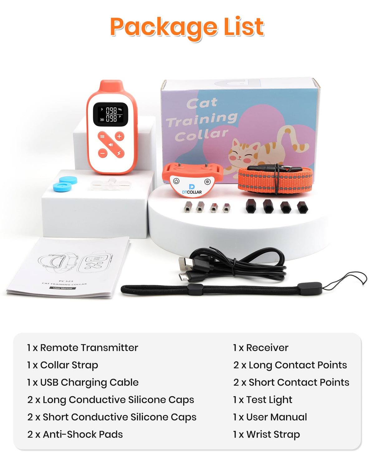 Lightweight Waterproof Cat Training Collar with Remote J1598