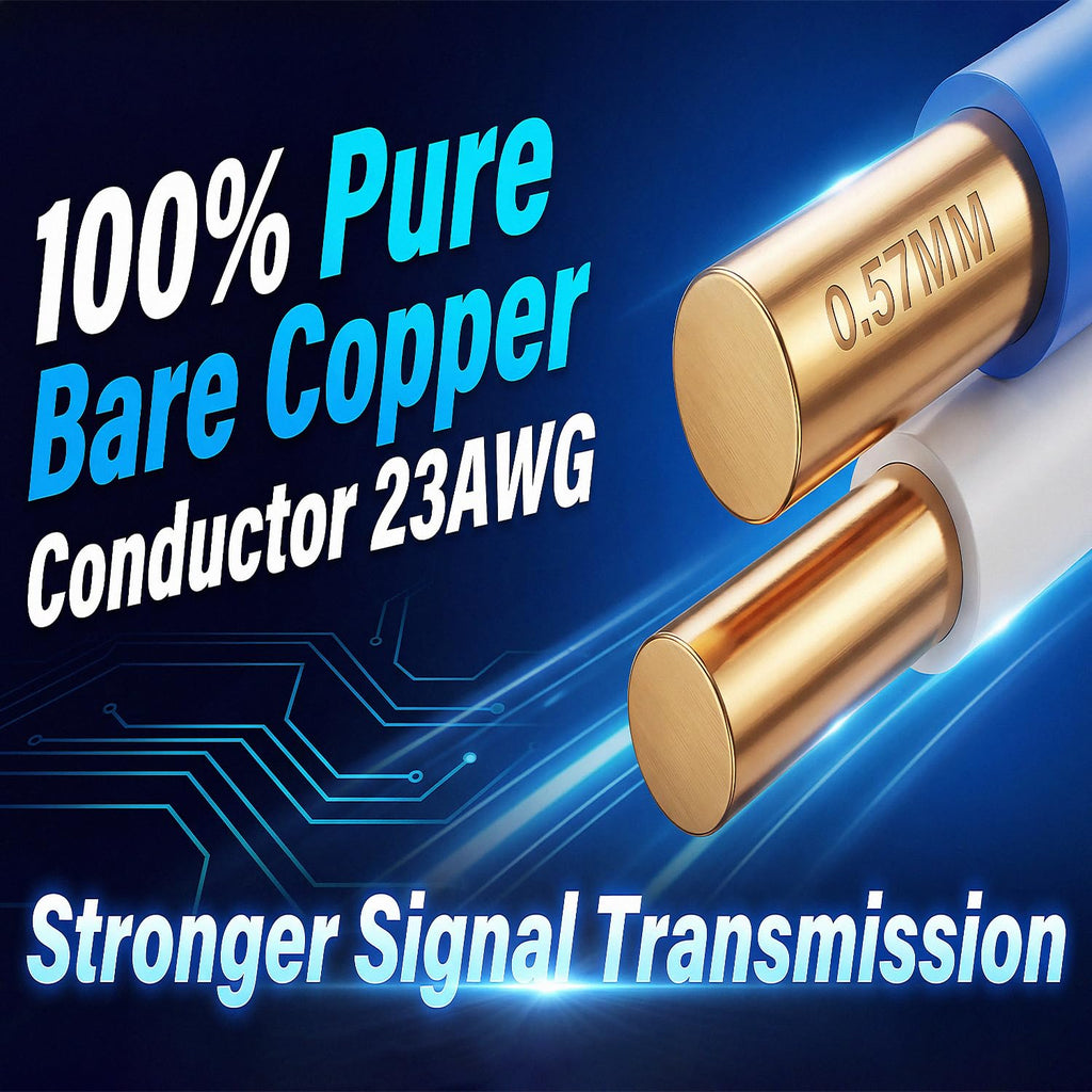 CAT6 Plenum Cable 1000ft Pure Bare Copper 23AWG UTP T577