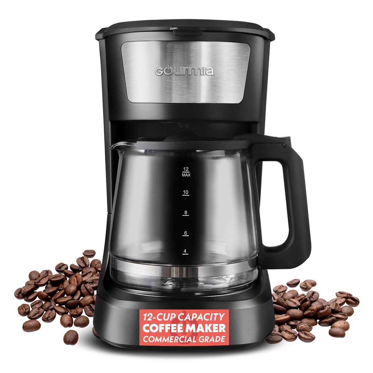 12 Cup Black Glass Carafe Drip Coffee Maker Y1165