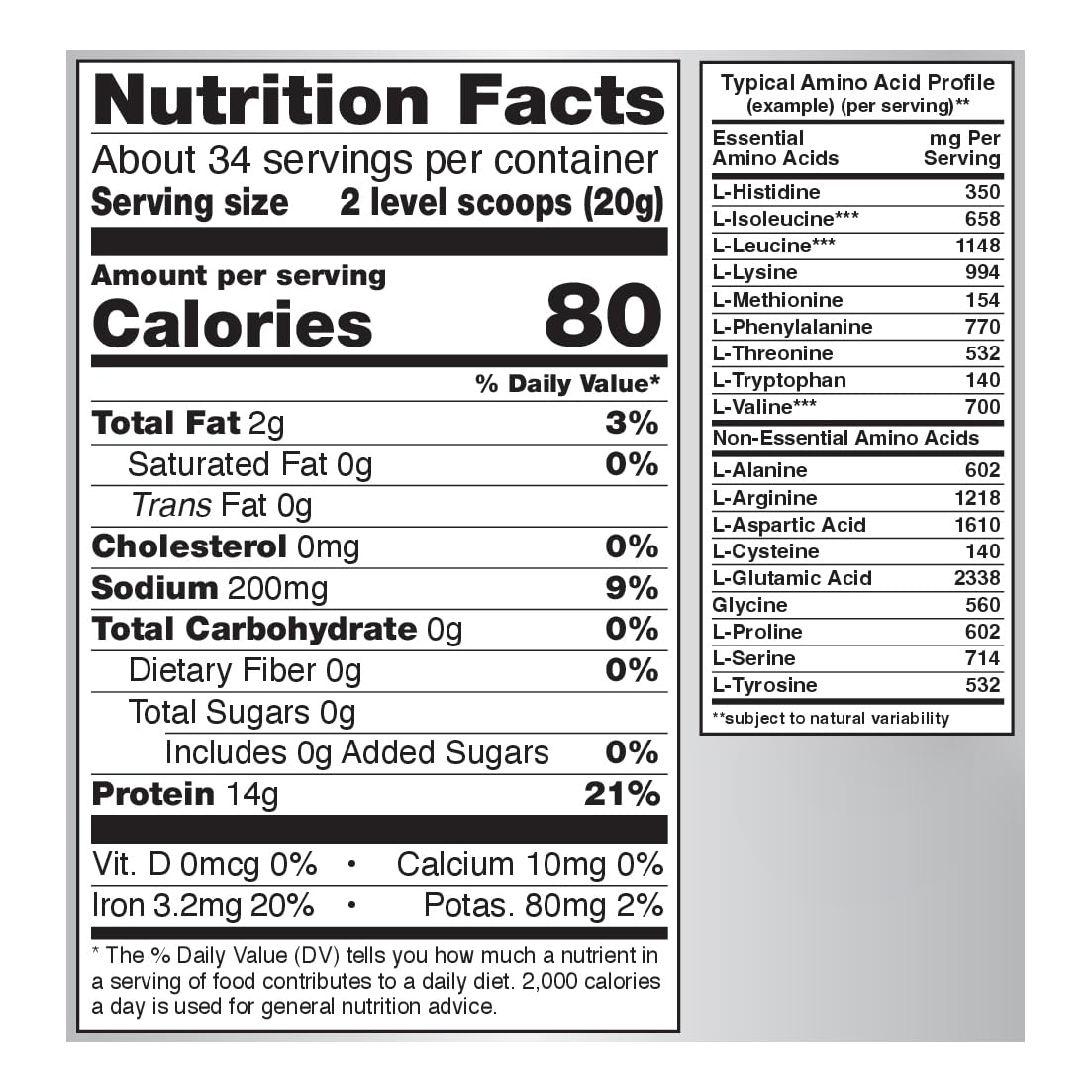 Organic Pea Protein Powder 1.5 lbs E6092