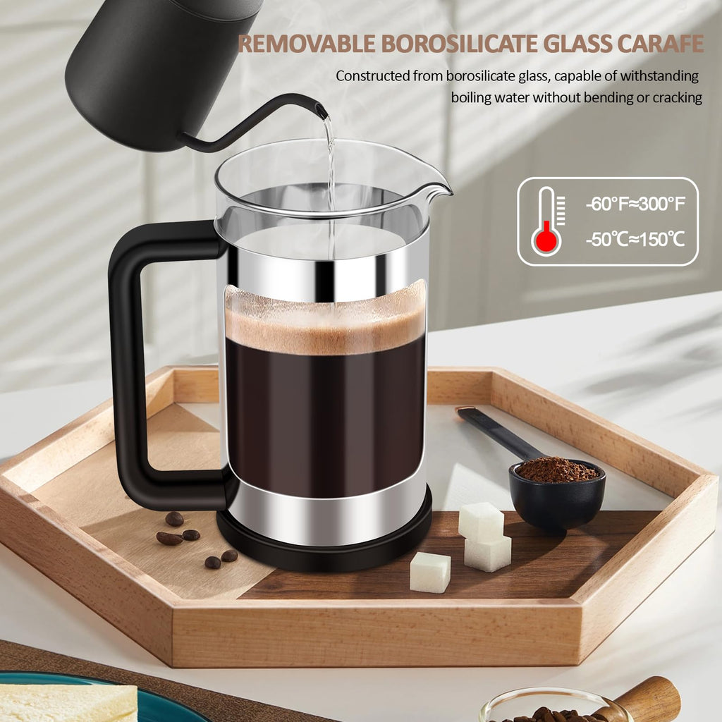French Press Coffee Maker 12 Oz Borosilicate Glass J502