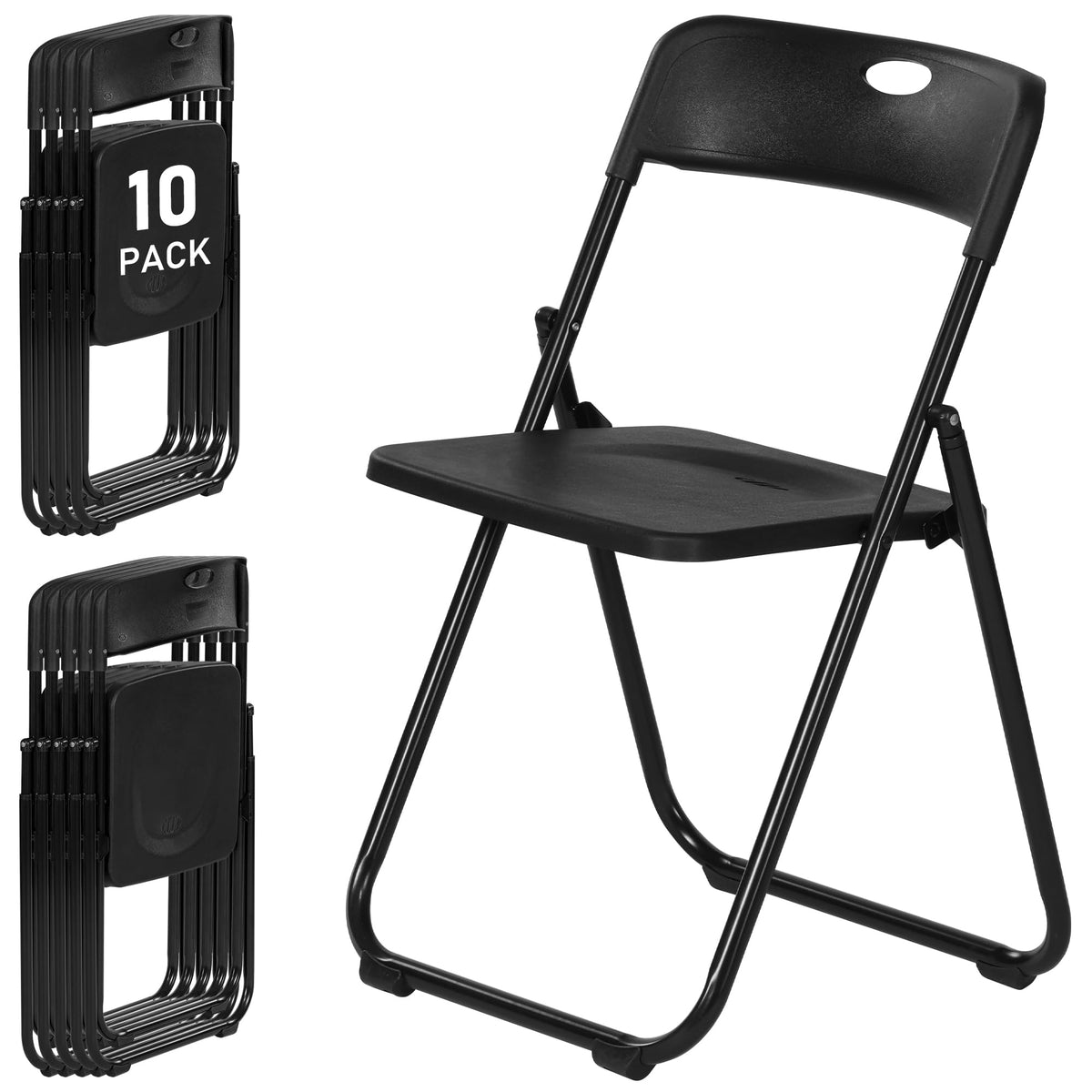 10 Pack Black Plastic Folding Chairs G32938