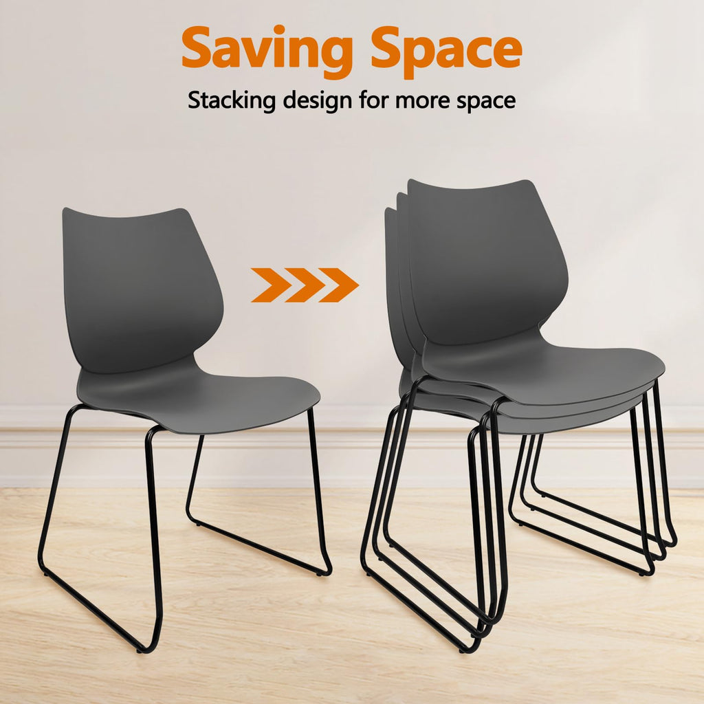 Grey Stacking Plastic Office Chairs Set of 12 R774570