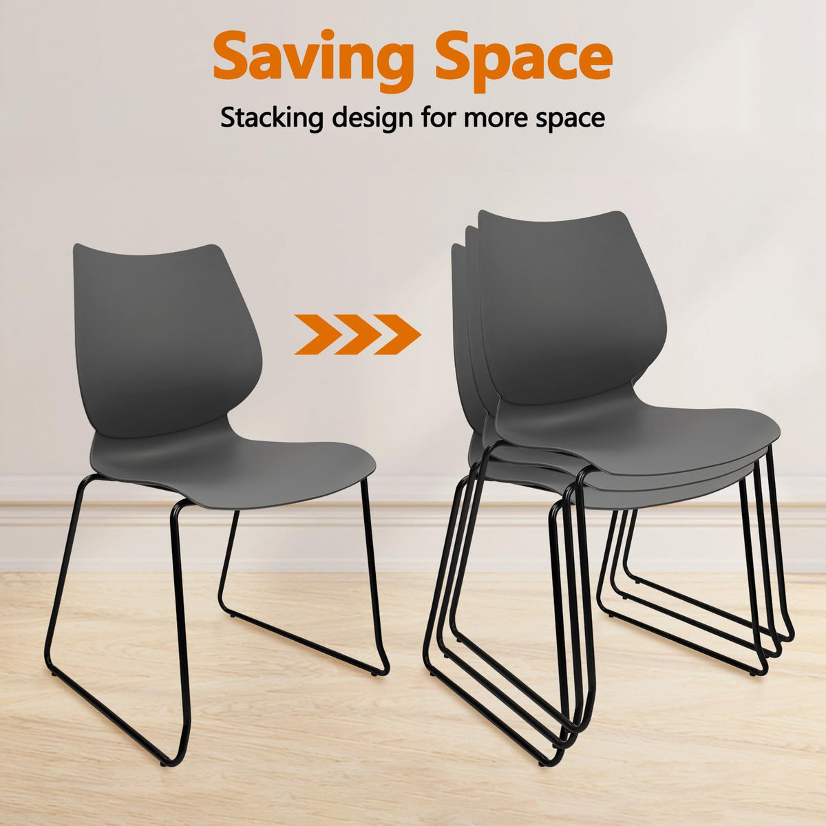 Grey Stacking Plastic Office Chairs Set of 12 R774570