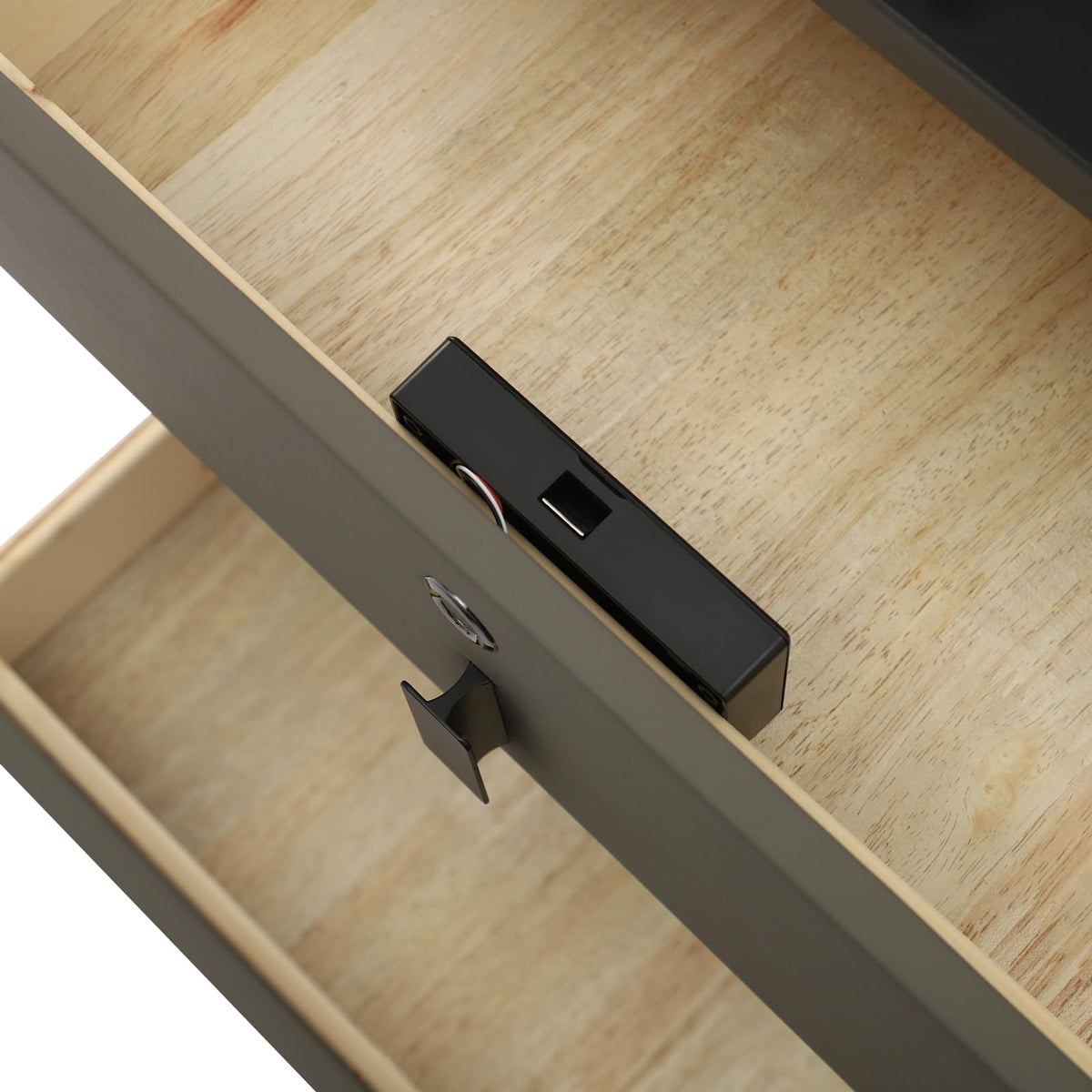 Dark Grey 3-Drawer Nightstand with Charging Station B766370