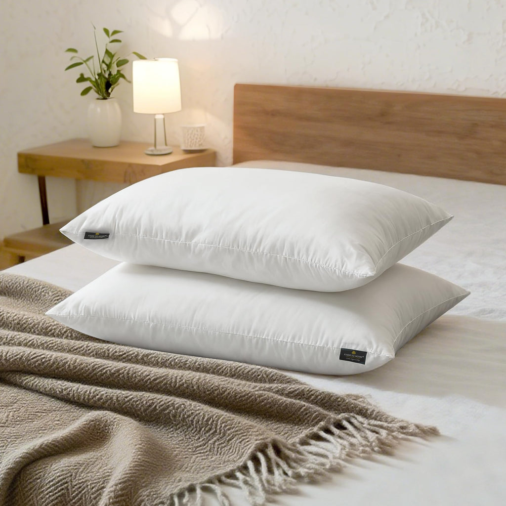 Feather and Down Pillows, 100% Organic Cotton Cover F5549
