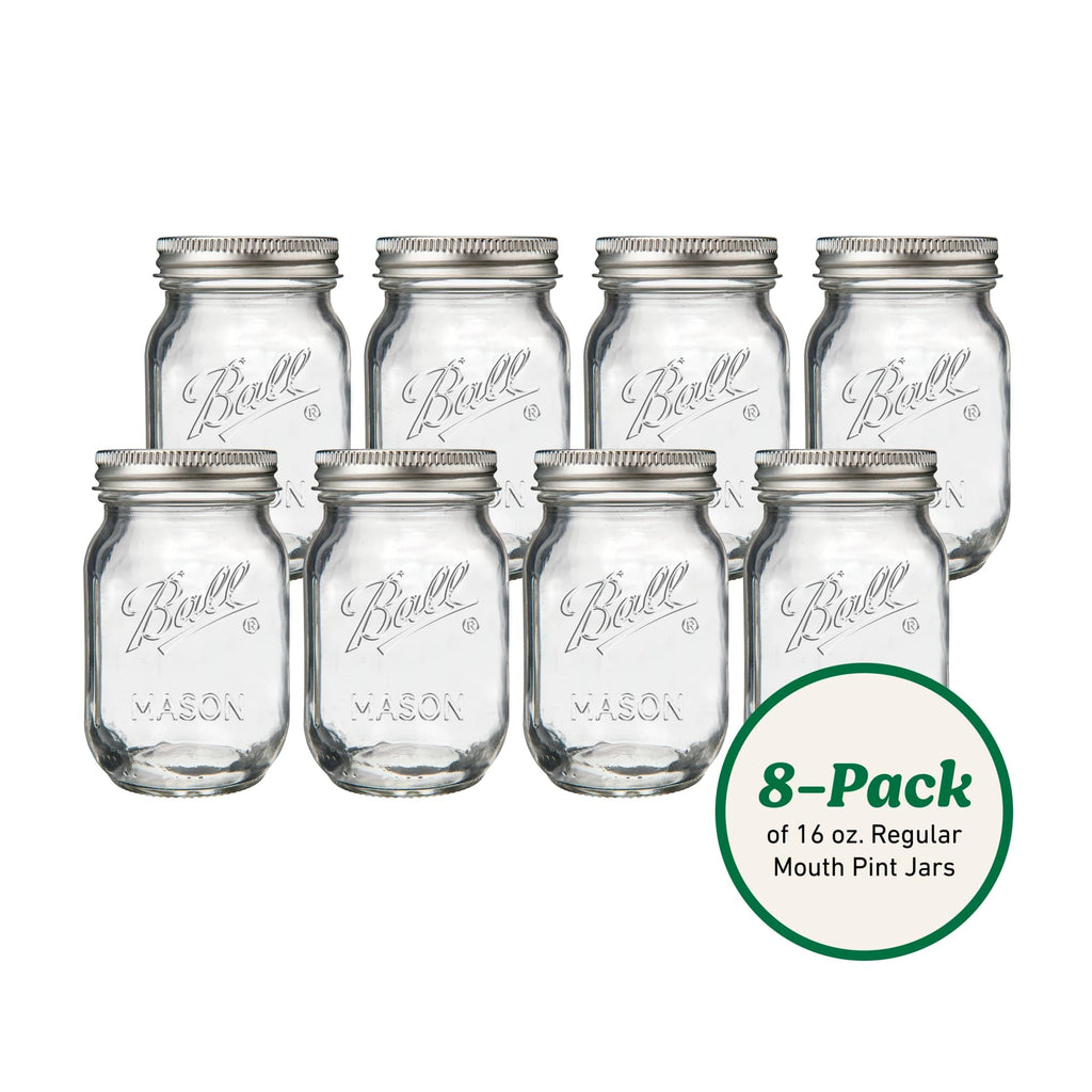 Regular Mouth Pint Glass Mason Jars, 16oz, 8-Count V57561