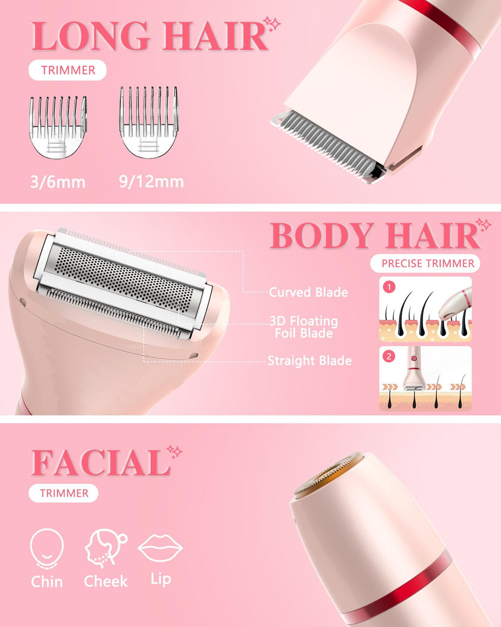 3-in-1 Rechargeable Waterproof Bikini Trimmer N32260