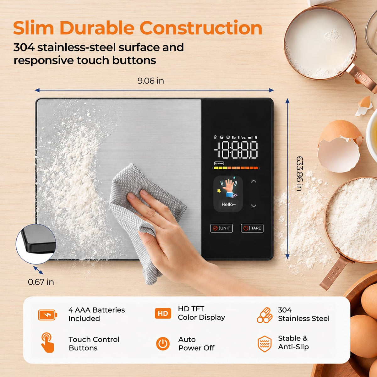 11lb Stainless Steel Digital Kitchen Scale R15704