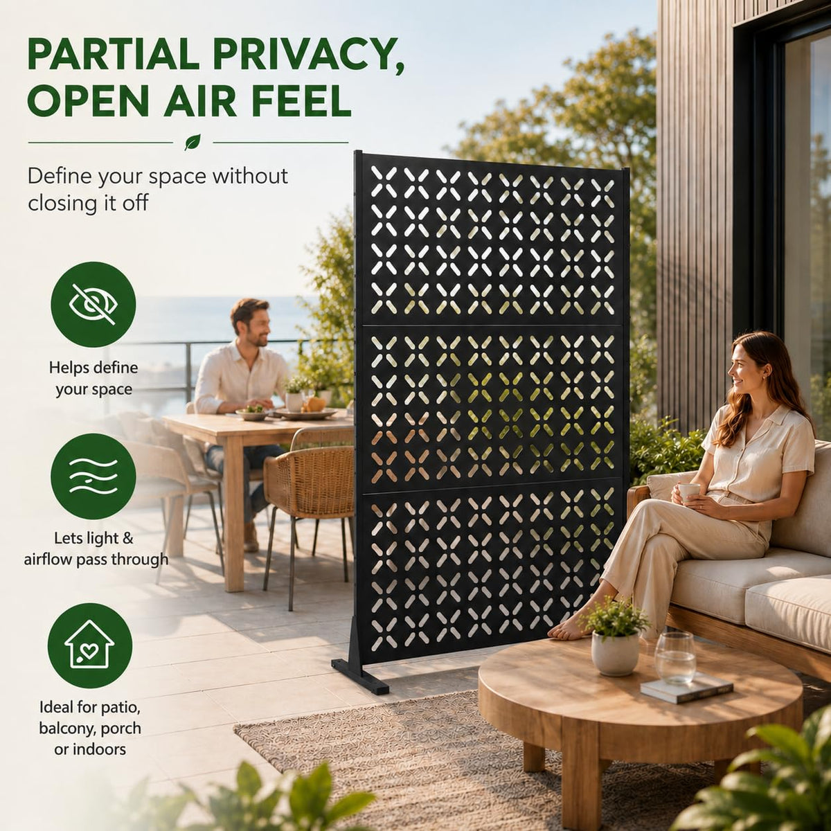 72" Decorative Metal Outdoor Privacy Fence Screen R947