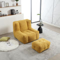 Yellow Memory Foam Bean Bag Chair with Ottoman W908599