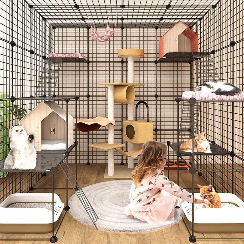 Cat Cage Indoor Playpen Metal Wire Kennel Small Animal Crate F246
