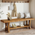 Brown Solid Wood Entryway Bench P7784
