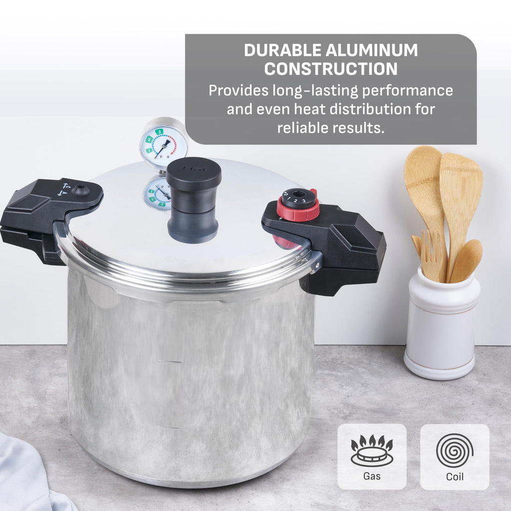 22-Quart Aluminum Pressure Canner with Racks Q703