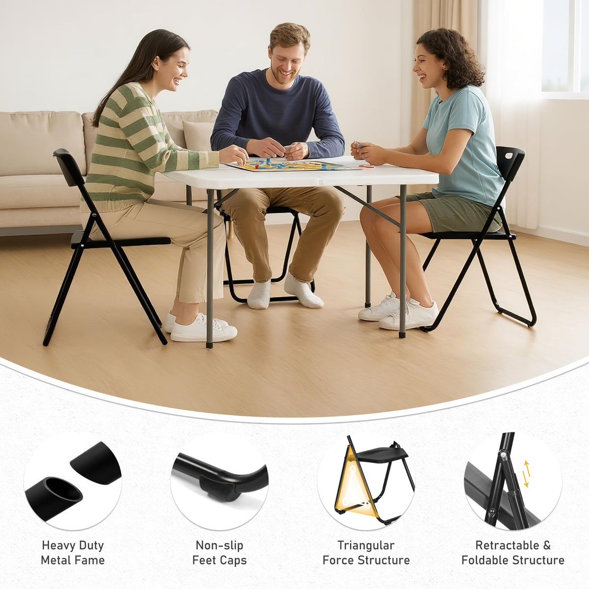 10 Pack Black Plastic Folding Chairs G32938