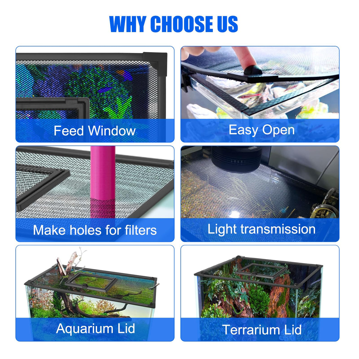43"x27" Magnetic Aquarium Lid with Feeding Window Z237