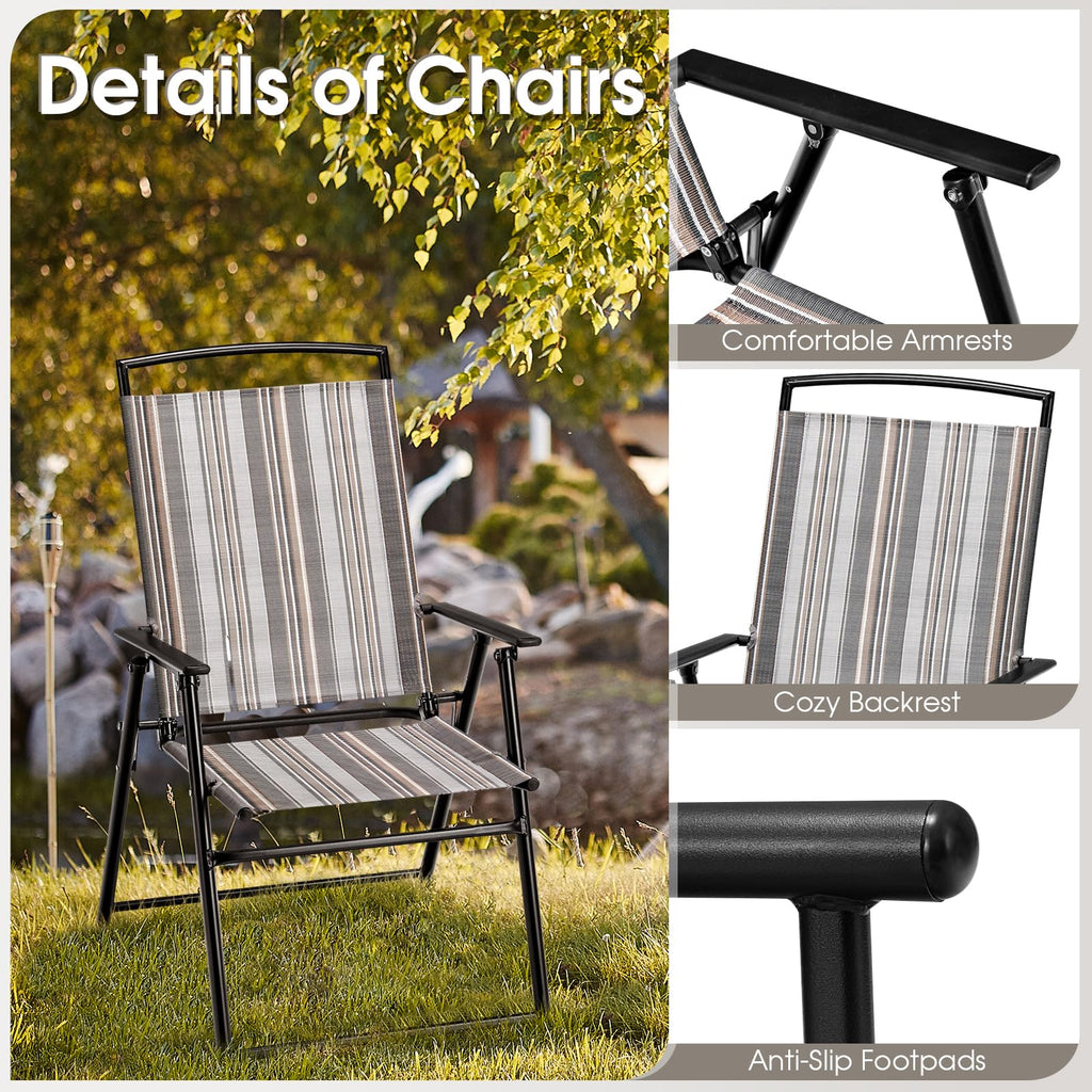Patio Chairs Set of 2 Folding Armrests Metal Frame B10616
