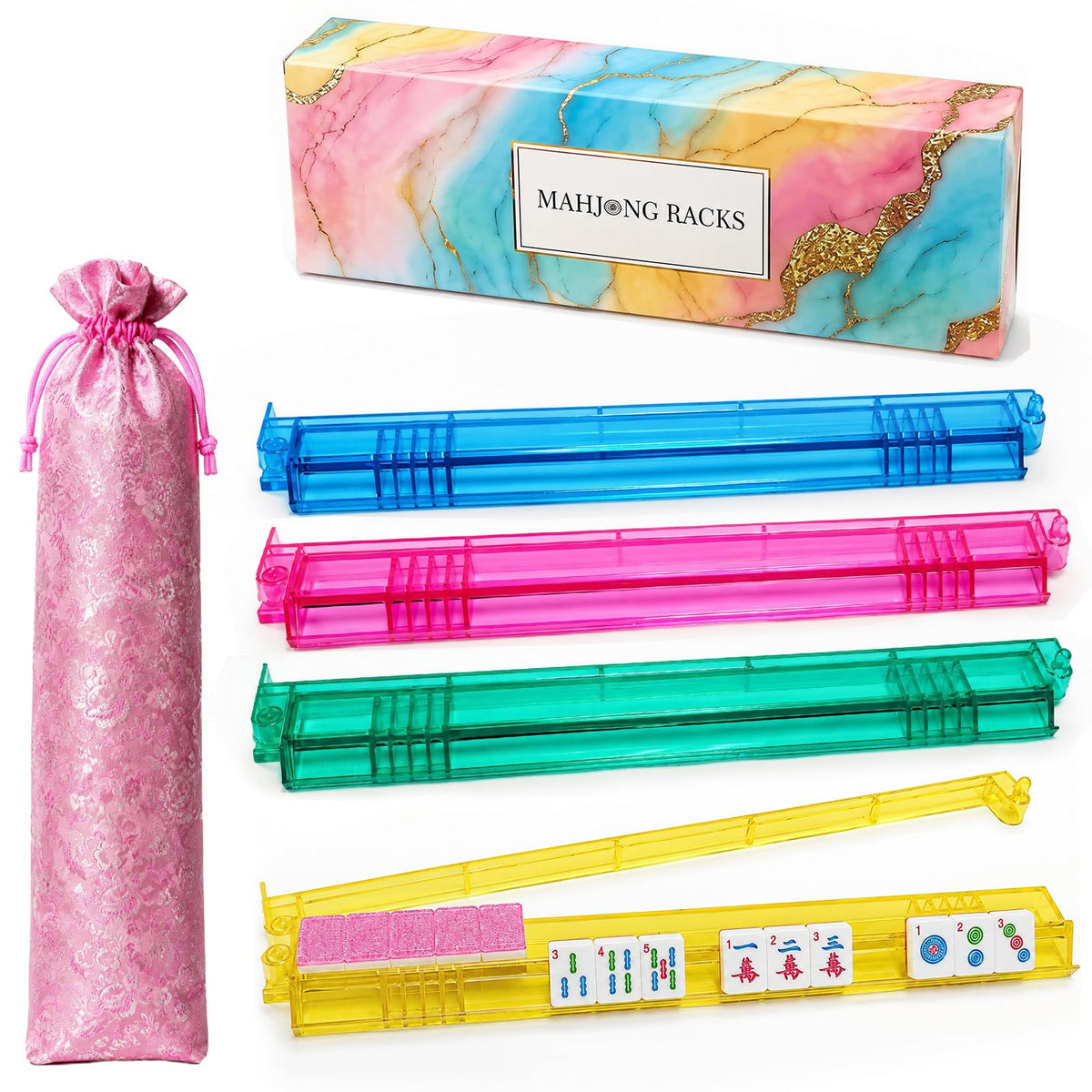 Non-Slip Mahjong Racks with Pushers Set C2080