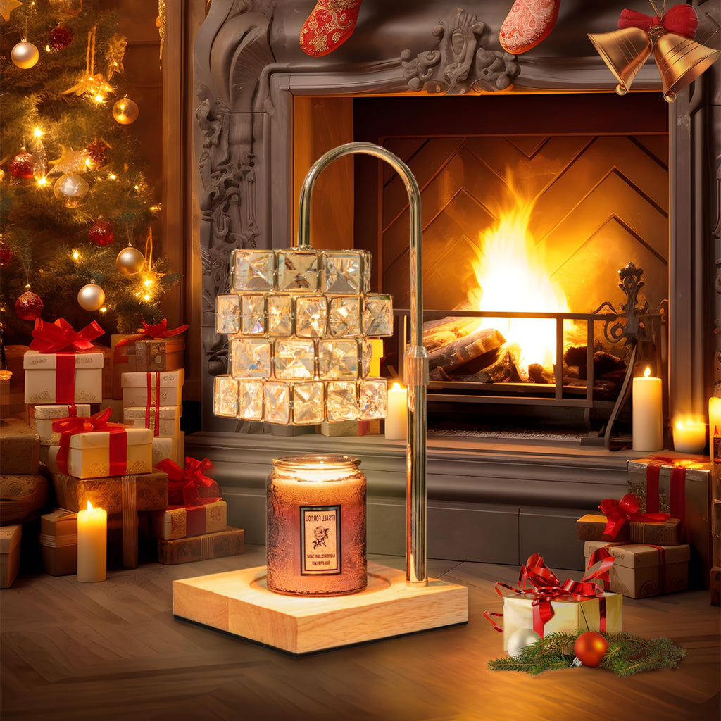 Candle Warmer Lamp with 2 Bulbs, Adjustable Dimmable Amber Glass Y719