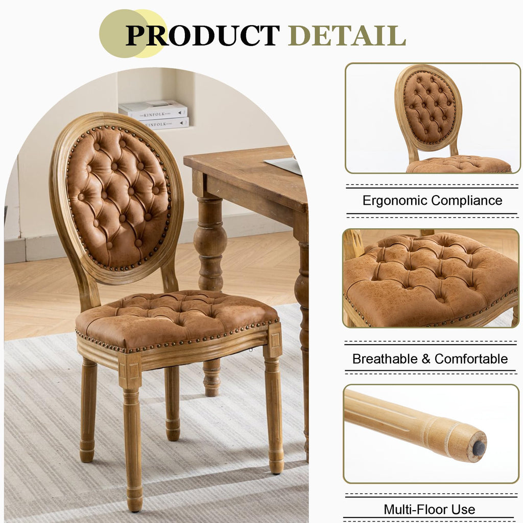 5-Piece Extendable Dining Set Walnut Table 4 PU Leather Chairs J293