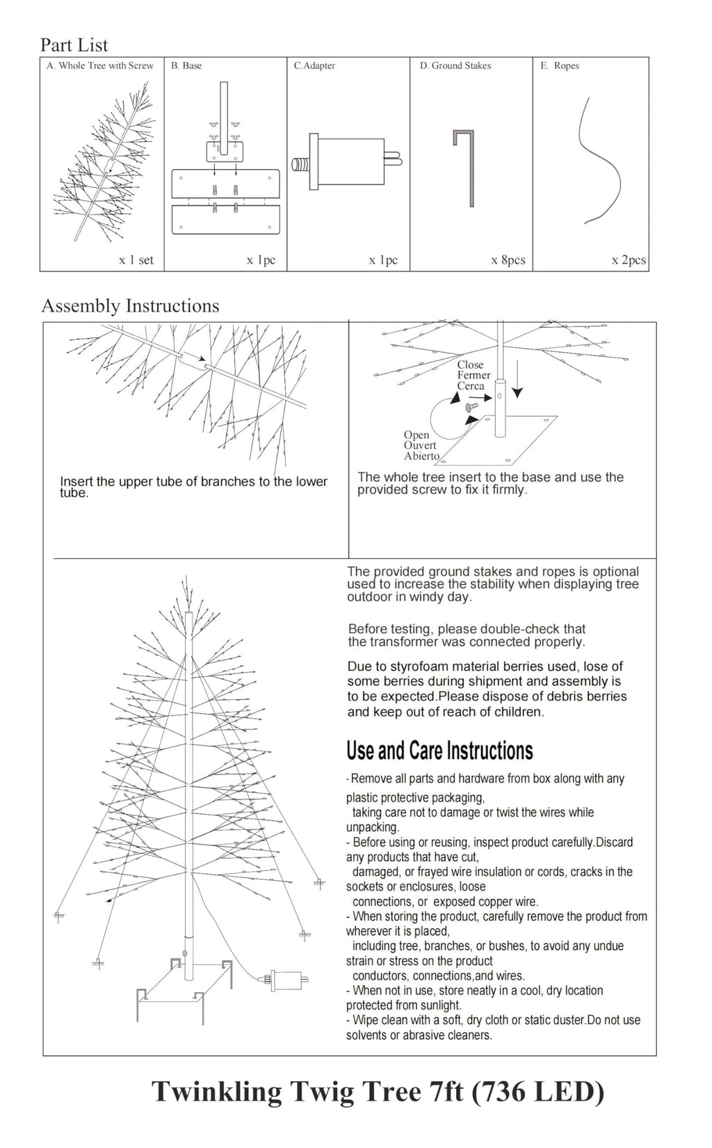 7 Feet 736L LED Artificial Christmas Tree Warm White M994