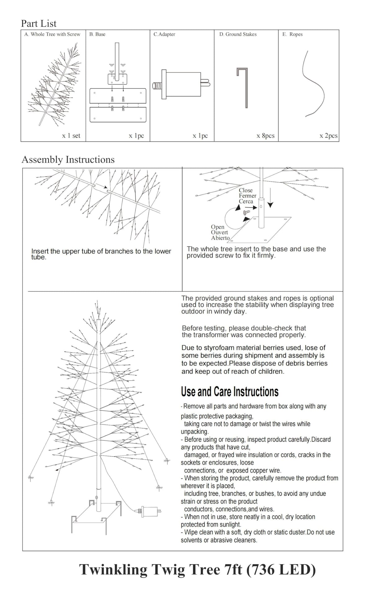 7 Feet 736L LED Artificial Christmas Tree Warm White M994