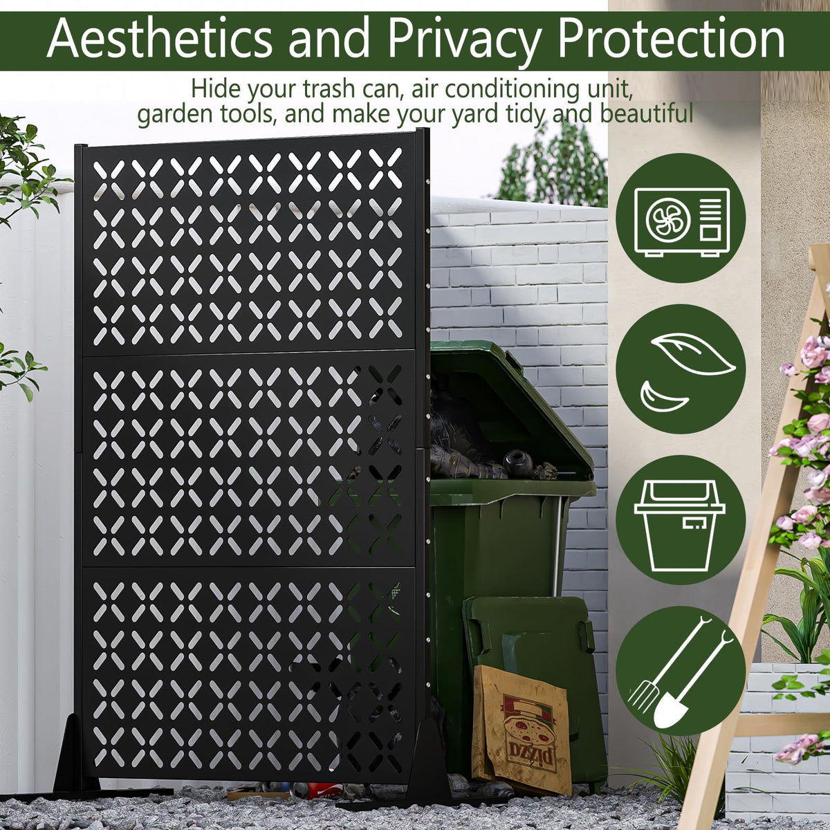 72" Decorative Metal Outdoor Privacy Fence Screen R947